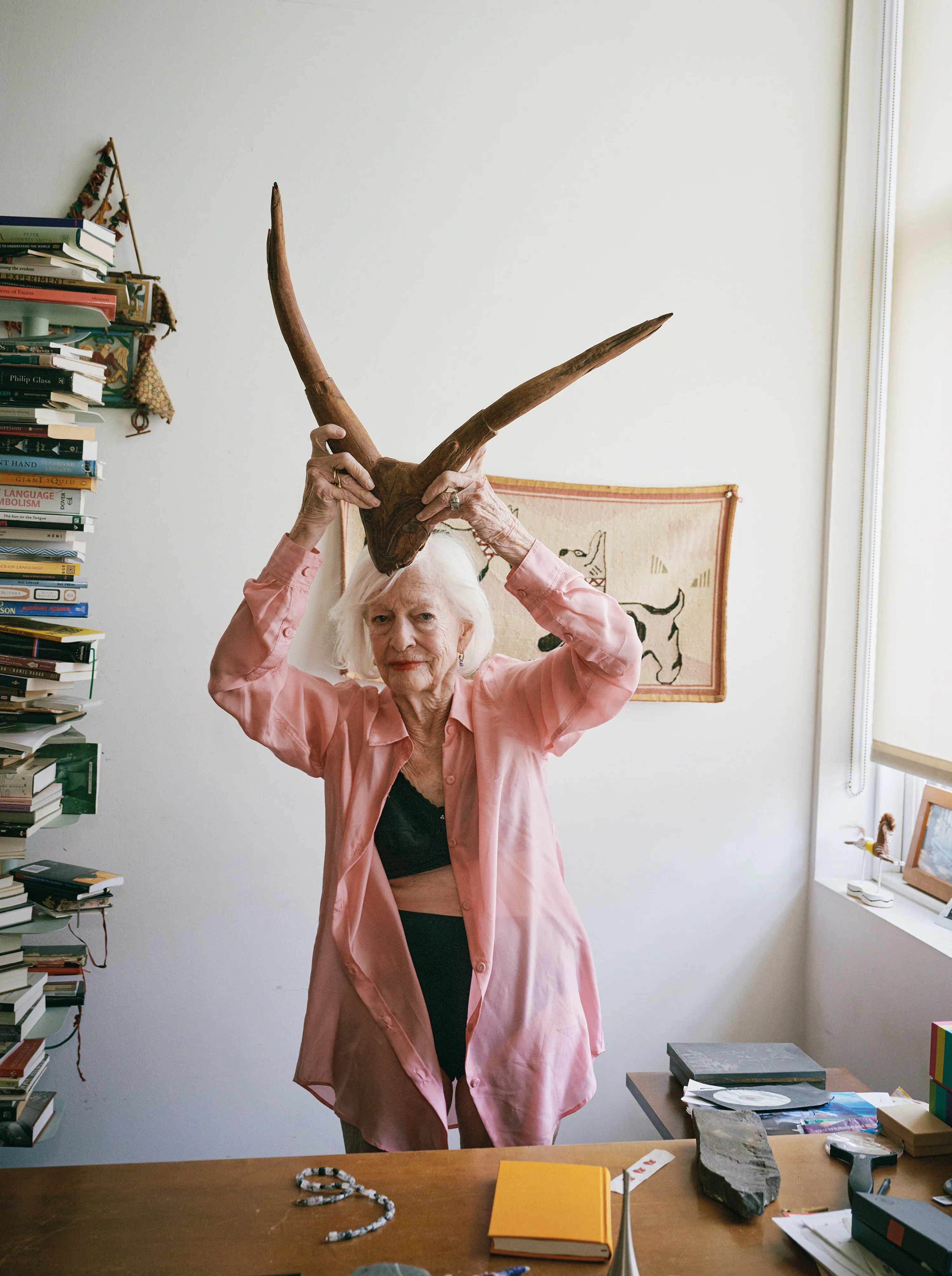 <p><span style="color:hsl(0,0%,100%);">RACHEL COMEY shirt, Joan's underwear, ring and earrings.</span></p>