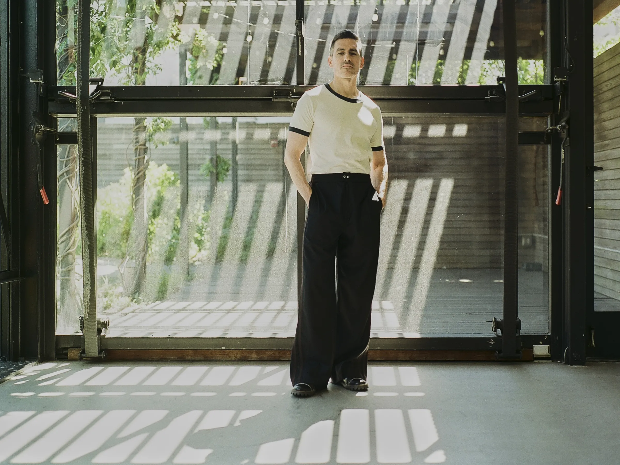 <p>EVERYBODY.WORLD T-shirt, 6397 trackpants, STYLIST's own shoes. </p>