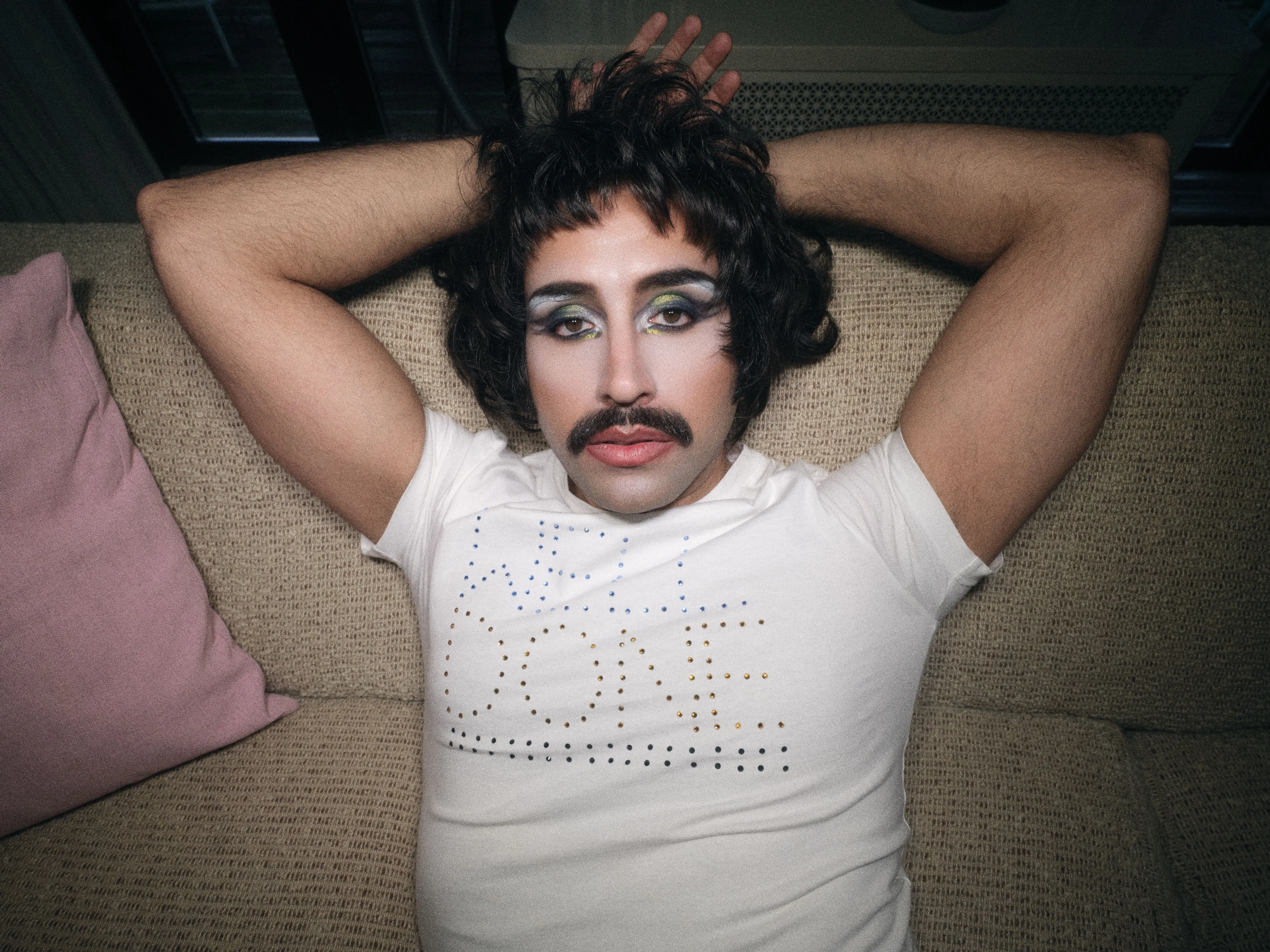 <p><span style="color:hsl(0,0%,100%);">GEORDIE CAMPBELL t-shirt, CALVIN KLEIN underwear, BROWNSTONE COWBOYS ARCHIVE shoes and socks.</span></p>
