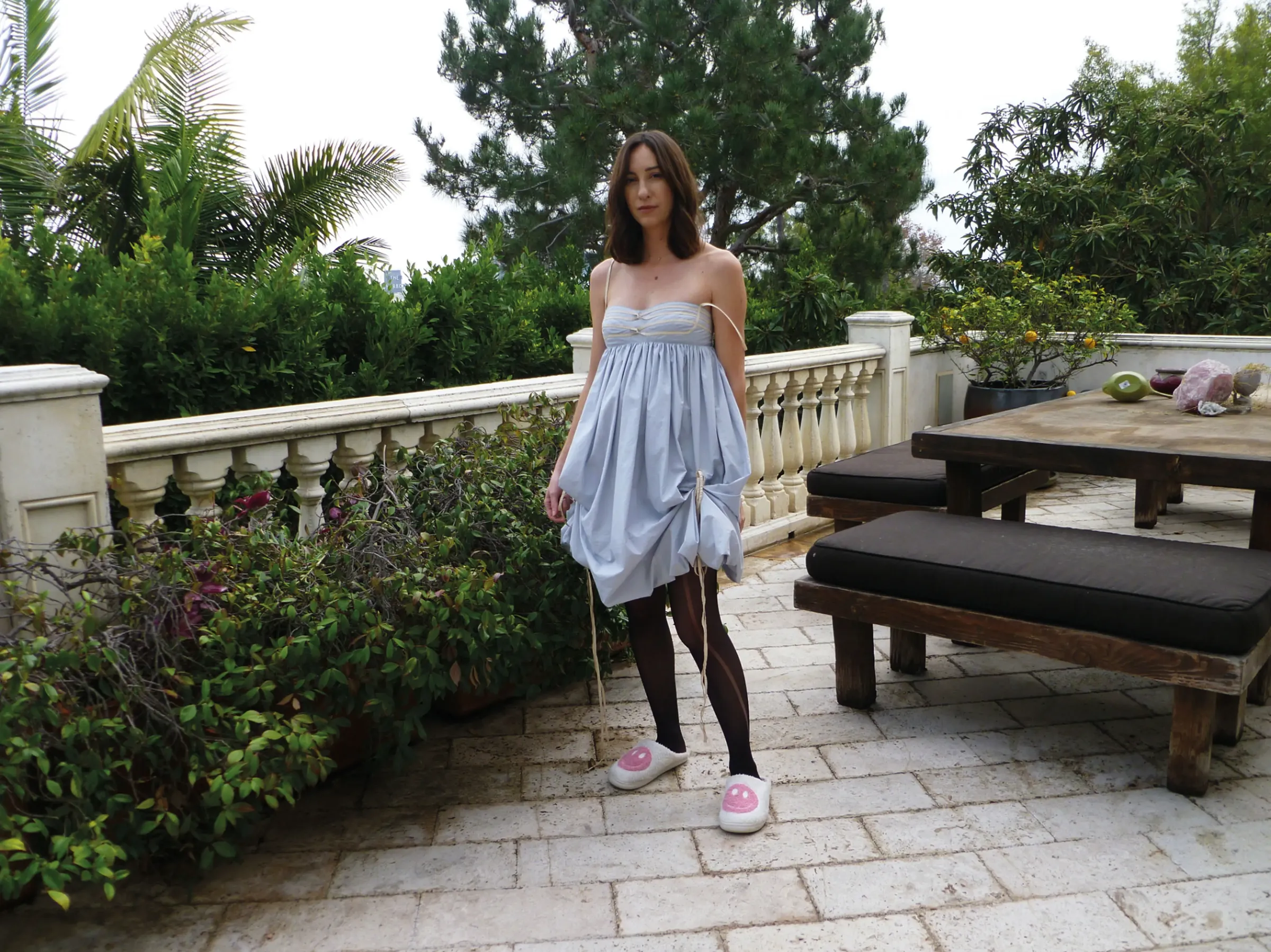 <p>ELLA MAY dress, GIA'S own tights and slippers.</p>